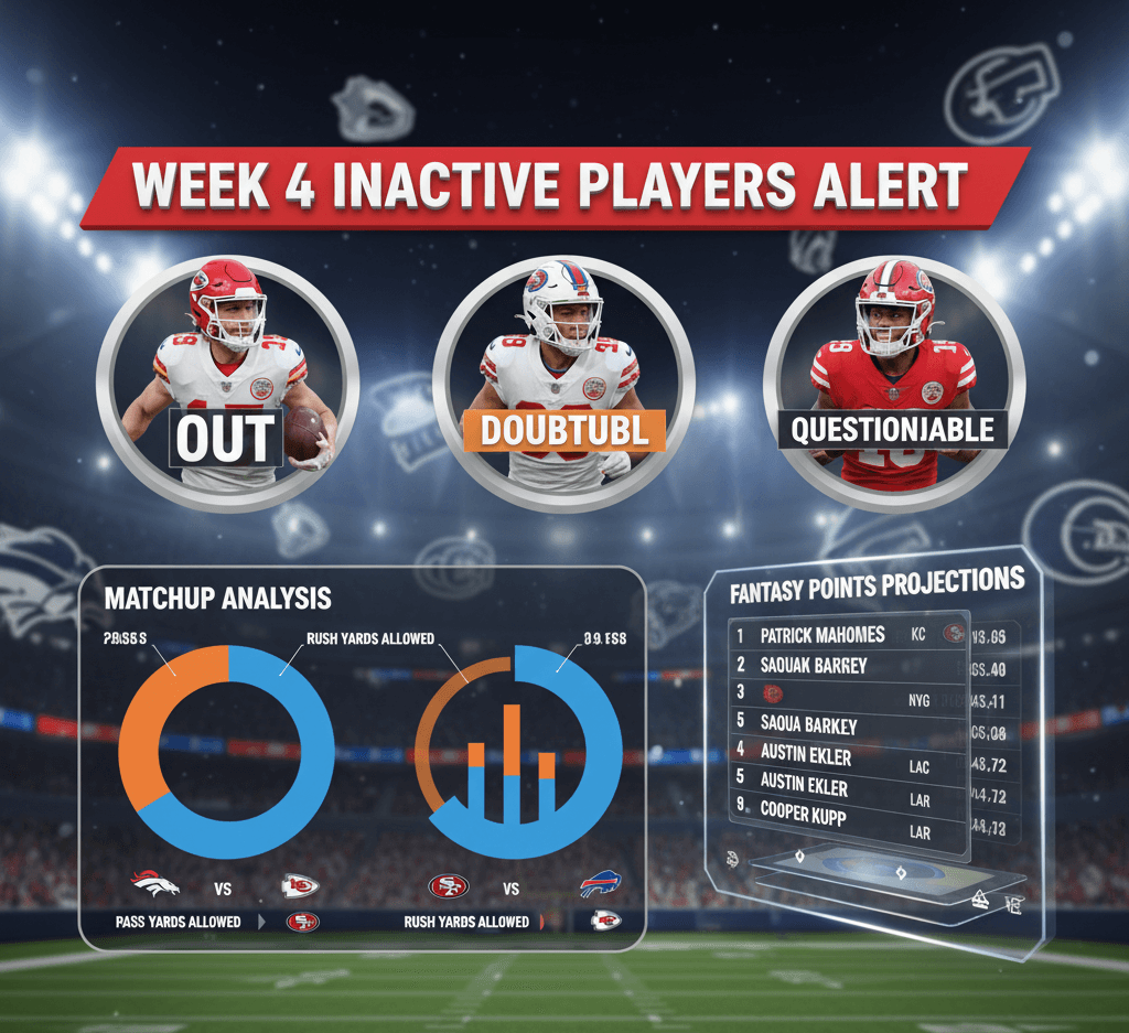 Week 4 NFL Fantasy Football Inactives & Matchup Analysis USA Fantasy Tips